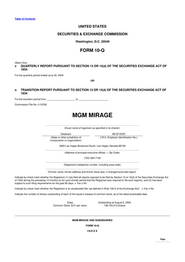 Thumbnail MGM Resorts

 10-Q Quarterly Report FY 