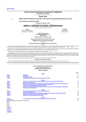 Thumbnail Smith & Wesson 10-K Annual Report 