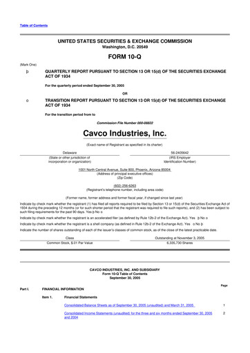 Miniature Cavco Industries 10-Q Rapport trimestriel  