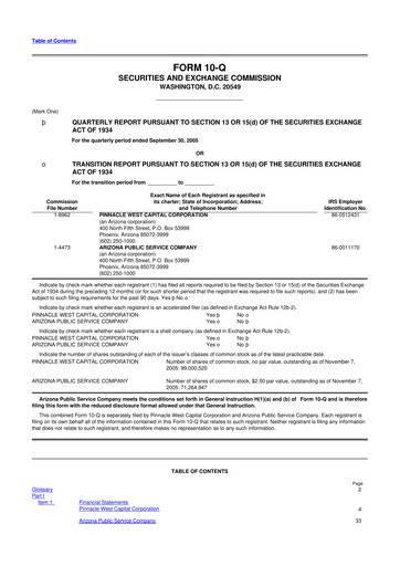 Thumbnail Pinnacle West Capital
 10-Q Quarterly Report FY 