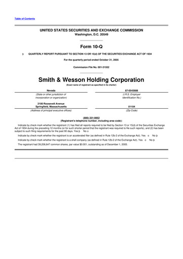 Thumbnail Smith & Wesson 10-Q Quarterly Report FY 