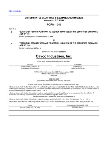 Miniature Cavco Industries 10-Q Rapport trimestriel  