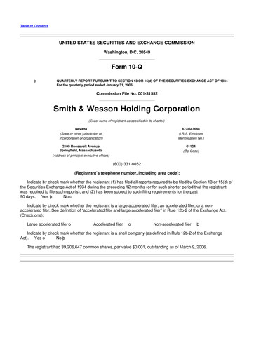 Thumbnail Smith & Wesson 10-Q Quarterly Report FY 
