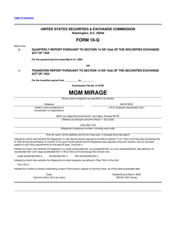 Thumbnail MGM Resorts

 10-Q Quarterly Report FY 