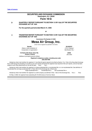 Thumbnail Republic Airways 10-Q Quarterly Report FY 