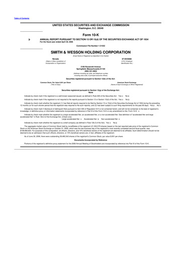 Thumbnail Smith & Wesson 10-K Annual Report 