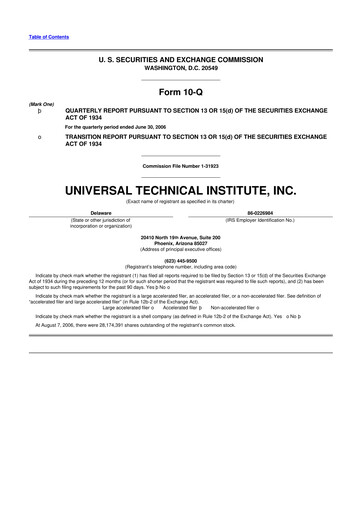 Thumbnail Universal Technical Institute 10-Q Quarterly Report FY 