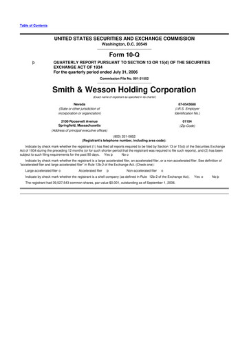 Thumbnail Smith & Wesson 10-Q Quarterly Report FY 