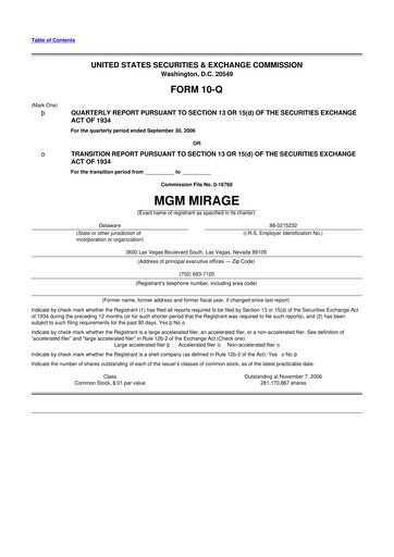 Thumbnail MGM Resorts

 10-Q Quarterly Report FY 