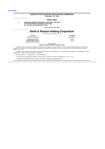 Thumbnail Smith & Wesson 10-Q Quarterly Report FY 