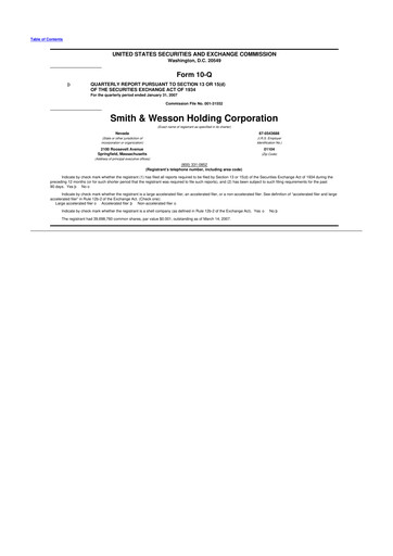 Thumbnail Smith & Wesson 10-Q Quarterly Report FY 
