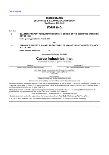 Miniature Cavco Industries 10-Q Rapport trimestriel  