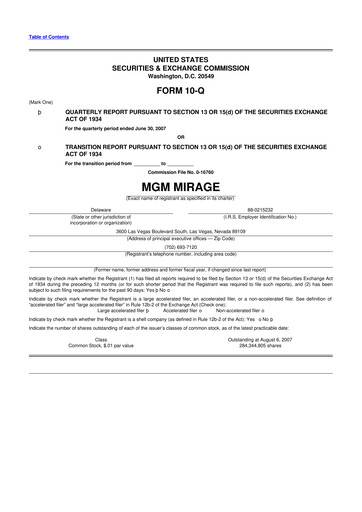 Thumbnail MGM Resorts

 10-Q Quarterly Report FY 