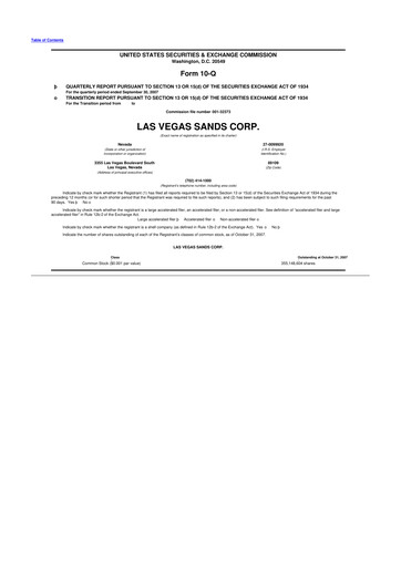 Thumbnail Las Vegas Sands 10-Q Quarterly Report FY 