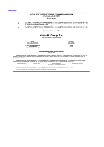Thumbnail Republic Airways 10-Q Quarterly Report FY 