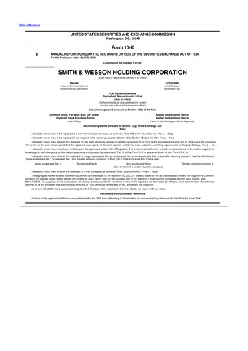 Thumbnail Smith & Wesson 10-K Annual Report 