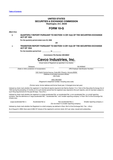 Miniature Cavco Industries 10-Q Rapport trimestriel  