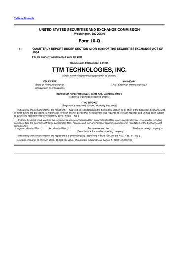 Thumbnail TTM Technologies
 10-Q Quarterly Report FY 
