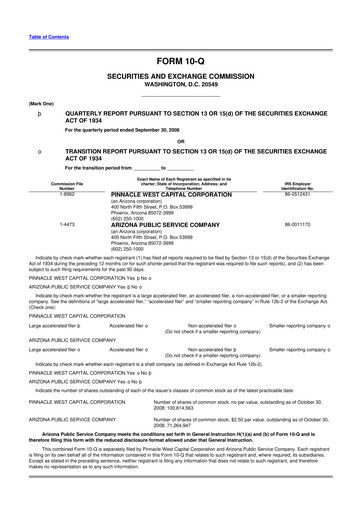 Thumbnail Pinnacle West Capital
 10-Q Quarterly Report FY 