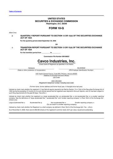 Miniature Cavco Industries 10-Q Rapport trimestriel  