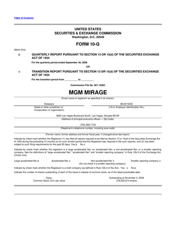 Thumbnail MGM Resorts

 10-Q Quarterly Report FY 