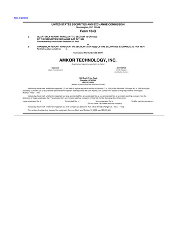 Vorschaubild Amkor Technology
 10-Q Quartalsbericht  