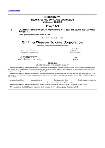 Thumbnail Smith & Wesson 10-Q Quarterly Report FY 