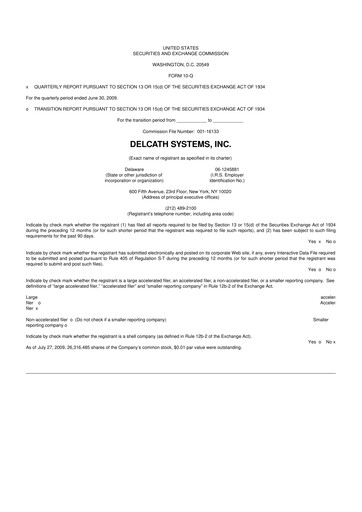 Thumbnail Delcath Systems 10-Q Quarterly Report FY 