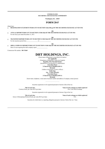 Thumbnail DHT Holdings 20-F Annual Report 