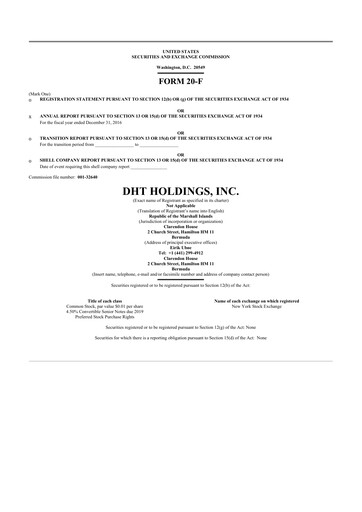 Thumbnail DHT Holdings 20-F Annual Report 