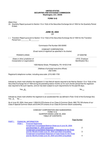 Vorschaubild Comcast 10-Q Quartalsbericht  