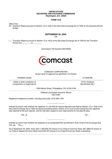 Vorschaubild Comcast 10-Q Quartalsbericht  