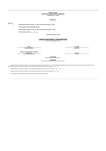 Thumbnail Lincoln National Corporation 10-Q Quarterly Report FY 