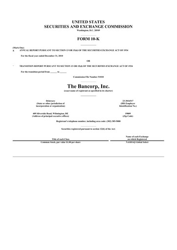 Thumbnail The Bancorp, Inc. 10-K Annual Report 