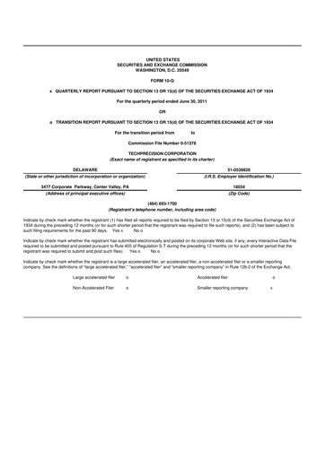 Miniature TechPrecision 10-Q Rapport trimestriel  