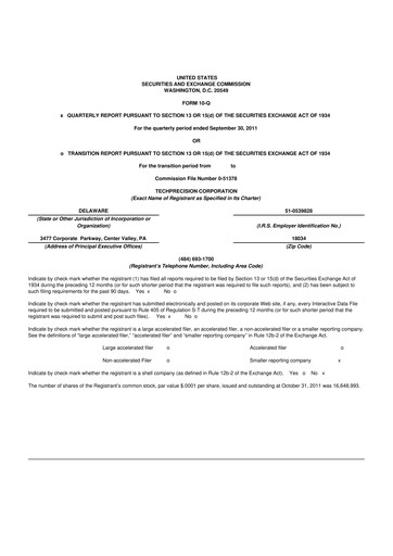 Miniature TechPrecision 10-Q Rapport trimestriel 2012 