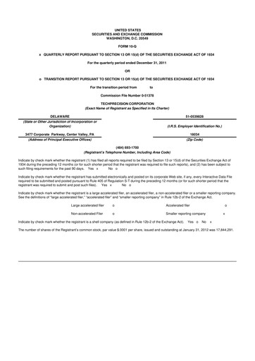 Miniature TechPrecision 10-Q Rapport trimestriel 2012 