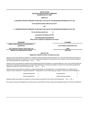 Miniature TechPrecision 10-Q Rapport trimestriel  