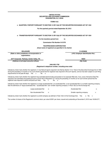 Miniature TechPrecision 10-Q Rapport trimestriel 2013 