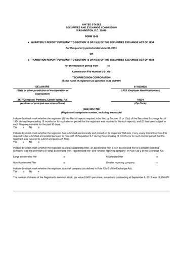Miniature TechPrecision 10-Q Rapport trimestriel 2014 