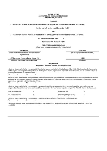 Miniature TechPrecision 10-Q Rapport trimestriel 2015 