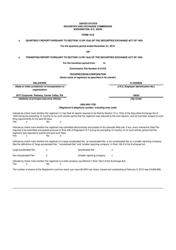 Miniature TechPrecision 10-Q Rapport trimestriel 2015 