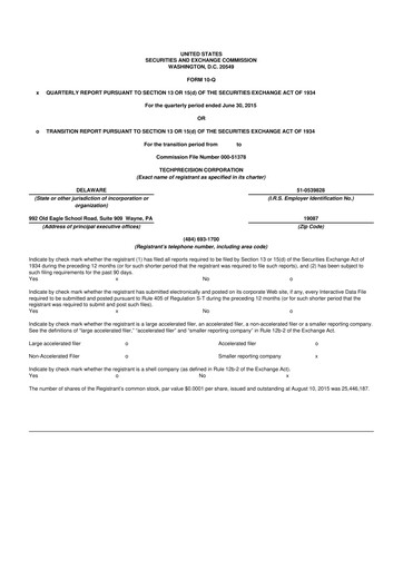 Miniature TechPrecision 10-Q Rapport trimestriel 2016 