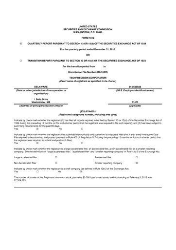 Miniature TechPrecision 10-Q Rapport trimestriel 2016 