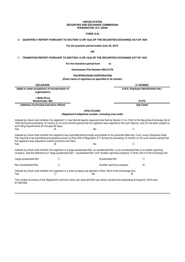 Miniature TechPrecision 10-Q Rapport trimestriel 2017 