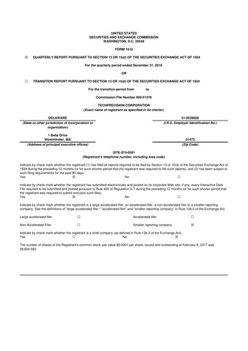 Miniature TechPrecision 10-Q Rapport trimestriel 2017 