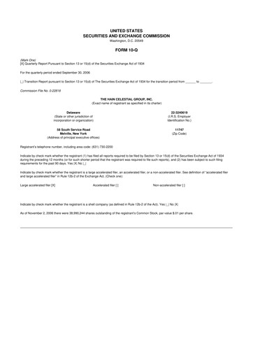 Thumbnail Hain Celestial 10-Q Quarterly Report FY 