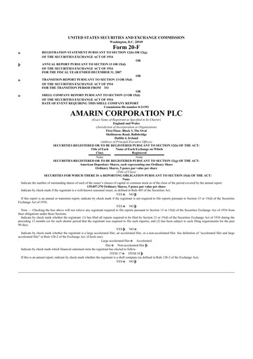 Thumbnail Amarin Corporation
 20-F Annual Report 