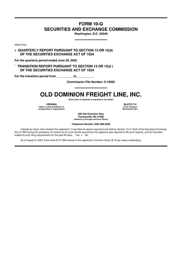 Thumbnail Old Dominion Freight Line
 10-Q Quarterly Report FY 