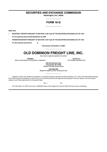 Thumbnail Old Dominion Freight Line
 10-Q Quarterly Report FY 